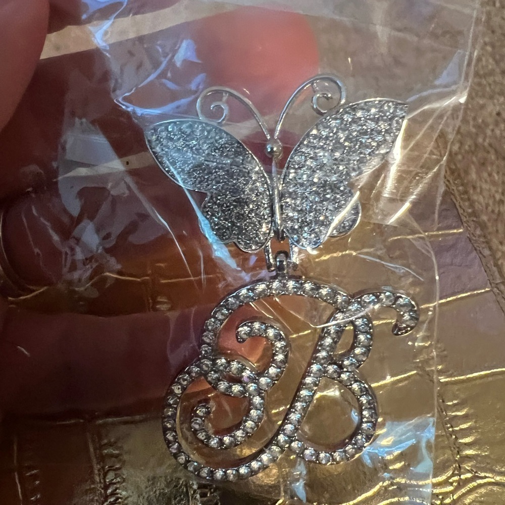 Elegant Silver “B” Butterfly Pendant - Picture 6 of 6